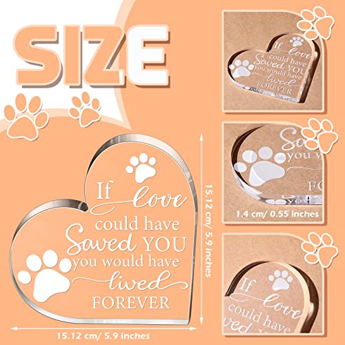Pet Memorial Gift Pet Keepsake Gift Sympathy Gift for Loss Remembrance Gifts Cat Memorial Gifts Bereavement Crystal Acrylic Heart Decor Crystal Acrylic Heart Condolence Gifts for Loss of Loved One