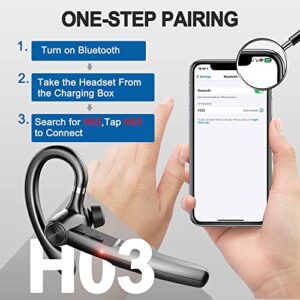 Bluetooth Headset with Microphone,48Hrs V5.3 Handsfree Wireless Headset Bluetooth Earpiece for Cell Phone/Business/Office/Driving/Trucker Driver,Bluetooth Headphones Earbuds for iPhone Android Samsung