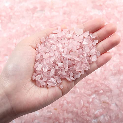 LAIDANLA Rose Quartz Crushed Stone Crystal Chips Bulk Natural Gemstones Healing Reiki Crystals Mini Quartz Vase Filler Aquarium Gravel 100g