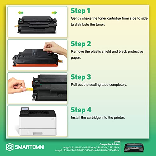 S SMARTOMNI Compatible 057H Toner Cartridge Replacement for Canon 057H 057 CRG-057 Cartridge Compatible with Canon ImageCLASS MF440 MF445dw MF448dw MF449dw LBP220 LBP226dw LBP227dw LBP228dw Printer