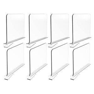 btsd-home 8 pack acrylic shelf dividers for closet organization clear shelf dividers for wood shelves in bedroom, kitchen and office