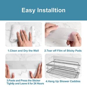 XLQADV 8 Pcs Shower Caddy Adhesive Hooks Sticker, For No Drilling Bathroom Shower Shelf Accessories, Strong Adhesive Wall Sticker For Adhesive Shower Caddy