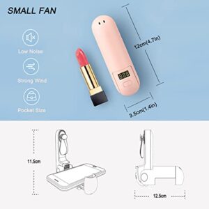 Nogegra Handheld Fan, Mini Fan Portable USB Rechargeable Small Pocket Fan, 3 IN 1 Small Personal Fan Battery Operated, Foldable Desk Travel Fan for Outdoor, Travel, Kids, Women, Pink