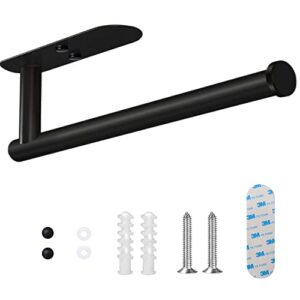 paper towel holder wall mount,paper towels rolls,13 inch self adhesive or drilling black paper towel holder under cabinet with screws,stainless steel paper towel holder