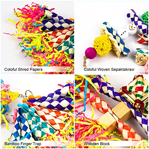 Bird Parrots Shredding Toys , 5PCS Parakeet Colorful Bamboo Hanging Toys Bird Foraging Toys for Small Medium Parrots Parakeets, Conures, Love Birds, Small Parakeets Cockatiels, Finches