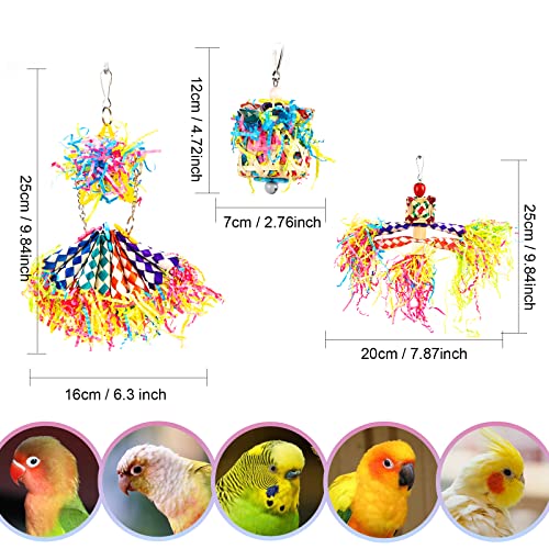 Bird Parrots Shredding Toys , 5PCS Parakeet Colorful Bamboo Hanging Toys Bird Foraging Toys for Small Medium Parrots Parakeets, Conures, Love Birds, Small Parakeets Cockatiels, Finches