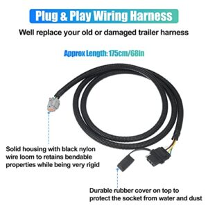 X AUTOHAUX 4 Way Flat Trailer Wiring Harness for Nissan Frontier 2005-2022 for Nissan Xterra Pathfinder for Suzuki Equator 2009-2012 Running Signal Light Tow Package Require