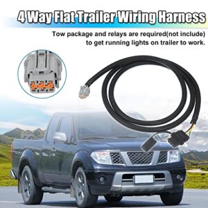 X AUTOHAUX 4 Way Flat Trailer Wiring Harness for Nissan Frontier 2005-2022 for Nissan Xterra Pathfinder for Suzuki Equator 2009-2012 Running Signal Light Tow Package Require