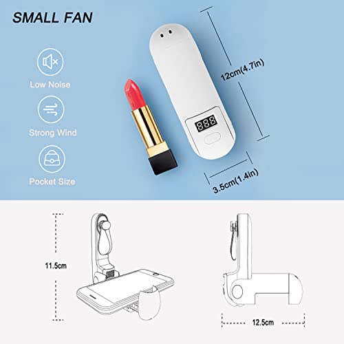 Nogegra Handheld Fan, Mini Fan Portable USB Rechargeable Small Pocket Fan, 3 IN 1 Small Personal Fan Battery Operated, Foldable Desk Travel Fan for Outdoor, Travel, Kids, Women, White