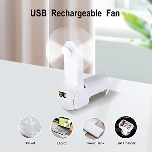 Nogegra Handheld Fan, Mini Fan Portable USB Rechargeable Small Pocket Fan, 3 IN 1 Small Personal Fan Battery Operated, Foldable Desk Travel Fan for Outdoor, Travel, Kids, Women, White