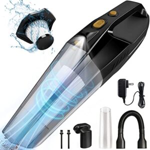 sakkca car vacuum cleaner cordless - handheld vacuum rechargable, 9000pa high suction, led light, wet-dry use portable car vacuum for vehicle home office