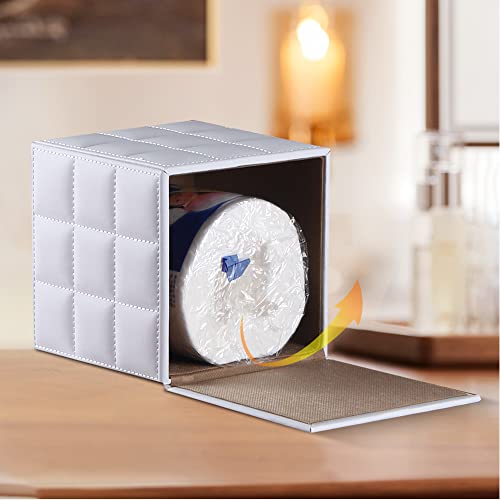 BIBELUN Tissue Box Cover, PU Leather Square Tissue Box Holder,Napkin Dispenser,Decorative Storage Box/Organizer for Bathroom Vanity Countertop, Nightstand, Coffee Table, Home,Office Desk & Car