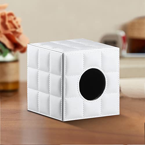 BIBELUN Tissue Box Cover, PU Leather Square Tissue Box Holder,Napkin Dispenser,Decorative Storage Box/Organizer for Bathroom Vanity Countertop, Nightstand, Coffee Table, Home,Office Desk & Car