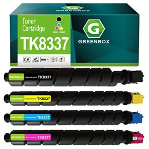 greenbox compatible tk8337 tk-8337 high yield toner cartridge replacement for tk-8337k tk-8337c tk-8337y tk-8337m for 3252ci 3253ci 2552ci cs2552ci cs3252ci printer (4 pack, 25,000 pages)