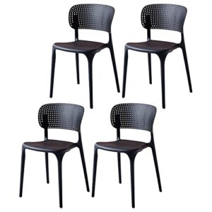 litfad modern indoor-outdoor plastic dining armchair home open back dining chairs set for 4 simple chairs for dining room restaurant office - black set of 4