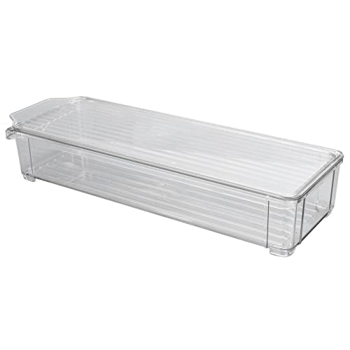 FTVOGUE Clear Plastic Organizing Bin Large Capacity Storage Organizer for Kitchen Fridge Pantry Organization(5.5cm Height), Storage Box Storage Box