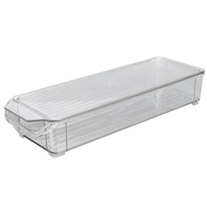 FTVOGUE Clear Plastic Organizing Bin Large Capacity Storage Organizer for Kitchen Fridge Pantry Organization(5.5cm Height), Storage Box Storage Box