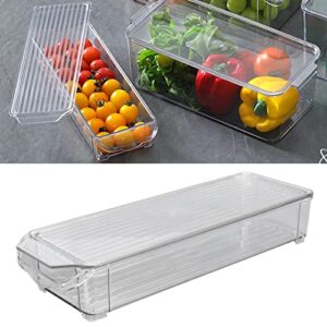 FTVOGUE Clear Plastic Organizing Bin Large Capacity Storage Organizer for Kitchen Fridge Pantry Organization(5.5cm Height), Storage Box Storage Box