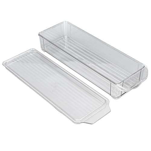 FTVOGUE Clear Plastic Organizing Bin Large Capacity Storage Organizer for Kitchen Fridge Pantry Organization(5.5cm Height), Storage Box Storage Box