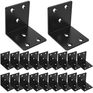 riuog 20 pcs metal corner braces, 2in l brackets for wood, 90 degree heavy duty wide corner black metal corner bracket for wood furniture bed chair