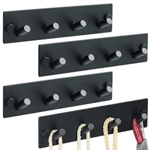 alise bathroom towel hook towel robe coat rack/rail with 4 hooks,wall drilling or 3m self-adhesive mount,gwld1004b-4p sus304 stainless steel black finish pack of 4