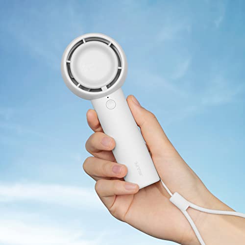 JISULIFE Mini Handheld Fan, Unique Design Portable Fan, Personal Hand Fan USB Rechargeable with Powerful Trubo Wind,6000mAh Battery Operated Small Pocket Fan for Eyelash/Makeup/Kids/Women-White