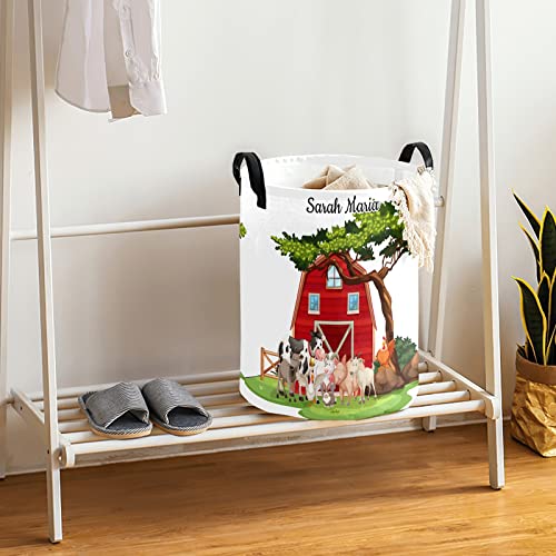 NZOOHY Farm Animals Personalized Custom Laundry Basket Clothes Round Storage Handle Waterproof, Custom Foldable Large Capacity and Lightweight, For Bedroom Bathroom Decoration