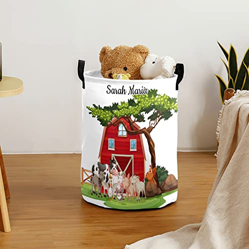 NZOOHY Farm Animals Personalized Custom Laundry Basket Clothes Round Storage Handle Waterproof, Custom Foldable Large Capacity and Lightweight, For Bedroom Bathroom Decoration