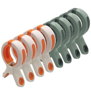 kirmoo beach towel clips for beach, pool & cruise chairs 8 pack large plastic windproof clothes pins quilt blanket clip holders (white and green)