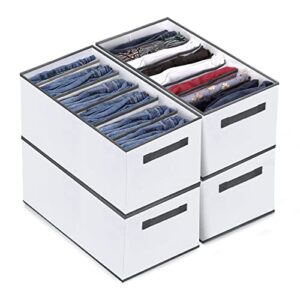 jsdincn wardrobe clothes organizer for jeans, jeans organizer for closet/drawers, organizers and storage for bedroom, clothing storage bins can be folded and stand up storage box 4pcs 6 grids 17.3"