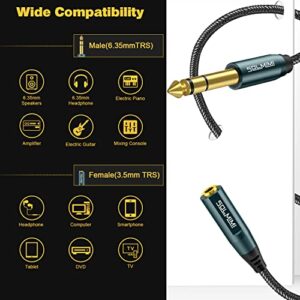 SOLMIMI 1/4 to 3.5mm Headphone Jack Adapter, 1/4 to 1/8 6.35mm Male to 3.5mm Female TRS Stereo Adapter Headset Adapter, 3.5mm TRRS to Dual 3.5mm Audio Mic, Headphone Y Splitter