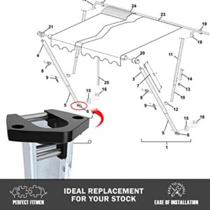 Canitu RV Awning Base Bottom Foot Solid Aluminum for Sunchaser II, Replacement Part Auto Mounting Brackets Lower Awning Arm Bottom Bracket for Dometic Rounded Hardware