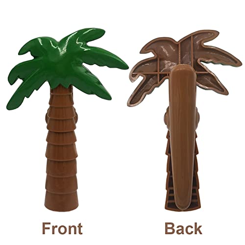 Kirmoo 4 Pack Beach Towel Clips for Beach Pool Lounge & Cruise Chairs Holders Palm Tree,Plastic Large Clothespins for Hanging Clothes Pins Set of 4 (Palm Tree and Pineapple)