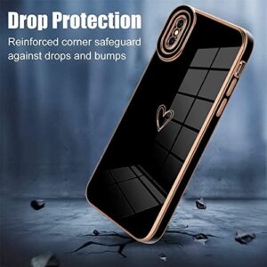 Bonoma Compatible with iPhone Xs Max Case Love Heart Plating Electroplate Luxury Elegant Case Camera Protector Soft TPU Shockproof Protective Corner Back Cover iPhone Xs Max Case -Black