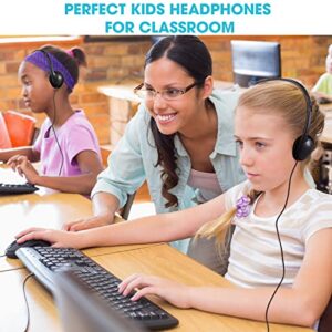 Konohan 30 Pack Headphones Black Adjustable Wire Classroom Headphones Library on Ear Headphones Comfortable School Headphones with 3.5 mm Headphone Plug for Student, Kids, Adults, Travel