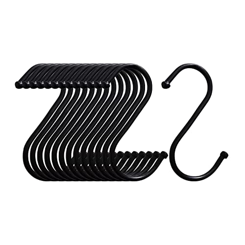 TLMM 20 Pack Black 3.2 Inch S Hook Heavy Duty Metal S Shaped Hook for Hanging Clothes Bags Towels Pans Garage Tools, Hanging Pot Plant Hanging Baskets, Gold