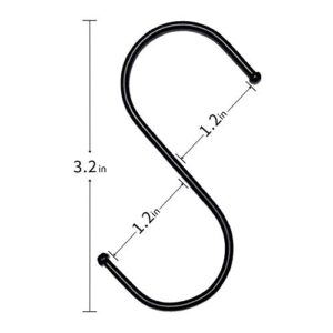 TLMM 20 Pack Black 3.2 Inch S Hook Heavy Duty Metal S Shaped Hook for Hanging Clothes Bags Towels Pans Garage Tools, Hanging Pot Plant Hanging Baskets, Gold