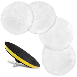 sourceton 6 piece self adhesive wool polishing disc kit, paint waxing wool wheel, automobile beauty waxing sponge wheel, with self adhesive suction cup, used for car polishing and waxing