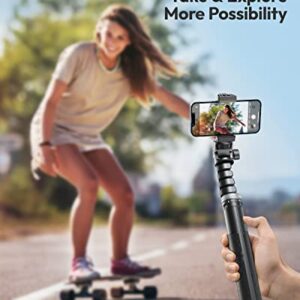 𝗡𝗲𝘄𝗲𝘀𝘁 60'' iPhone Tripod Stand, TODI Selfie Stick Tripod with Remote, Upgraded Cellphone Tripod & Gym Tripod for iPhone Compatible with iPhone 14 13 12 11 Pro Max/Samsung/GoPro/Webcam