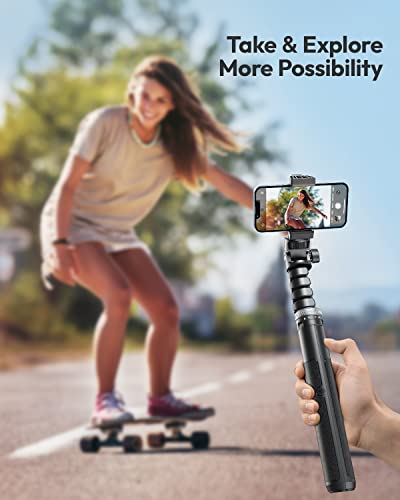 𝗡𝗲𝘄𝗲𝘀𝘁 60'' iPhone Tripod Stand, TODI Selfie Stick Tripod with Remote, Upgraded Cellphone Tripod & Gym Tripod for iPhone Compatible with iPhone 14 13 12 11 Pro Max/Samsung/GoPro/Webcam