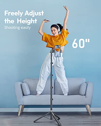 𝗡𝗲𝘄𝗲𝘀𝘁 60'' iPhone Tripod Stand, TODI Selfie Stick Tripod with Remote, Upgraded Cellphone Tripod & Gym Tripod for iPhone Compatible with iPhone 14 13 12 11 Pro Max/Samsung/GoPro/Webcam