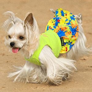 Fitwarm Dog Hawaiian Dress, Summer Dog Clothes for Small Dogs Girl, Pet Beach Luau Outfit, Cat Costume, Neon Yellow, XS