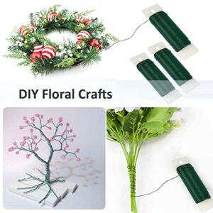 Zeanla Green Floral Wire,Christmas Wire Wreath Wire 3 Pack 118 Yards 22 Gauge Flexible Paddle Wire Florist Wire Green Wire for Crafts,Christmas Wreaths Tree,Garland and Floral Flower Arrangements