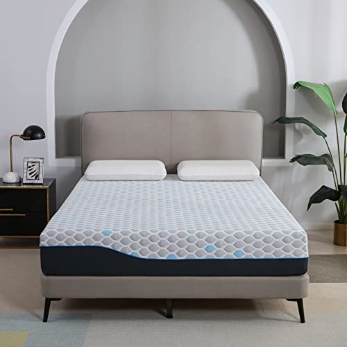 IULULU California King Mattress, 10 Inch Memory Foam Mattresses in a Box Medium Feeling, Bamboo Charcoal Gel Infused Bed in a Box with Fabric Cover, White, (JI-SOFT-10CK)