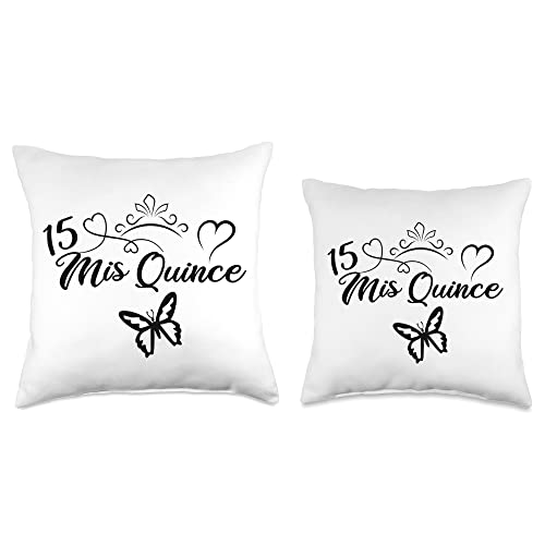 Quinceanera 15th Birthday Apparel Quinceanera Mis 15 Anos 15th Quince Birthday Throw Pillow, 18x18, Multicolor