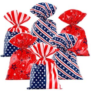 whaline 150pcs 4th of july cello bags 3 design patriotic stars stripes cellophane bags with twist tie american flag party candy goodie treat bag for independence day memorial day party favor supplies
