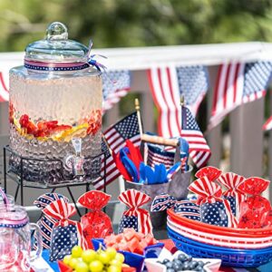 Whaline 150Pcs 4th of July Cello Bags 3 Design Patriotic Stars Stripes Cellophane Bags with Twist Tie American Flag Party Candy Goodie Treat Bag for Independence Day Memorial Day Party Favor Supplies