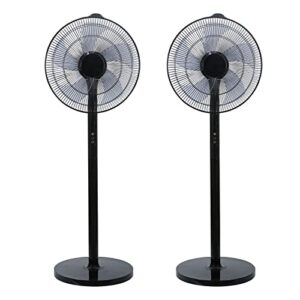 healsmart 15" adjustable 12 levels speed pedestal stand fan with remote control for indoor, home, office and college dorm use, 90 degree horizontal oscillating, 9 hours timer, black,2-pack