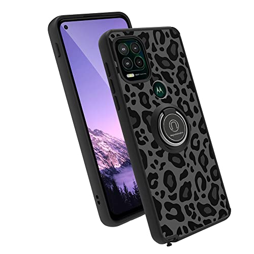 KANGHAR Moto G Stylus 5G 2021 Case, Leopard Design, Tire Texture Non-Slip, Shockproof Rugged TPU with Kickstand & Phone Ring Holder