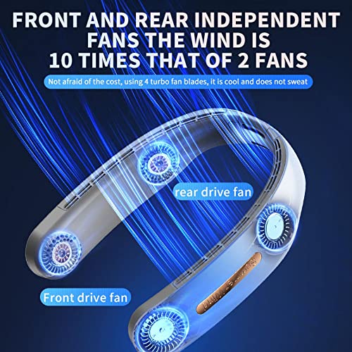 CICINOESI Neck fan rechargeable 4000mAh Bladeless 4 Turbo Fan lazy fan mini fan portable 9oz ultra light bladeless neck fan no hair clip 3 speeds portable Hand Free Strong neck fan Quiet Gifts (White)